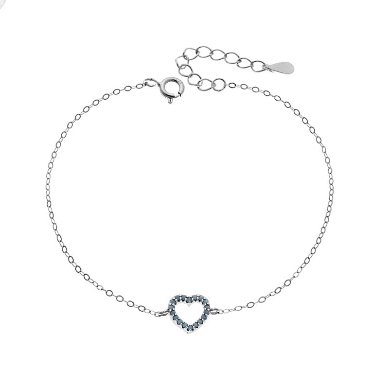 Βραχιόλι SENZA Καρδιά Rhodium Plated Ασήμι 925 Double Face Turquoise SSR4453STQ