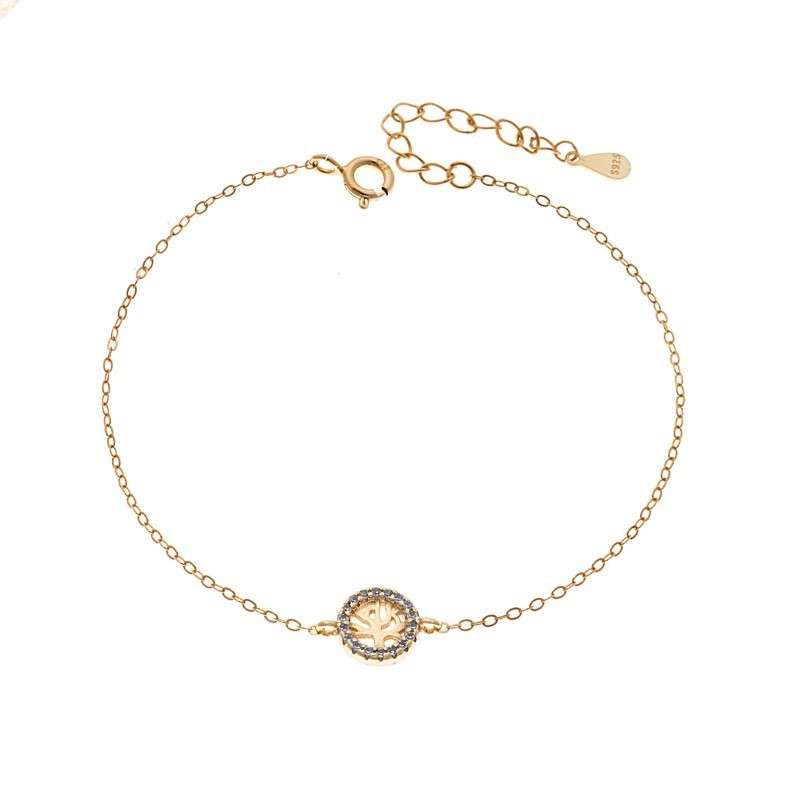 Βραχιόλι SENZA Δέντρο της Ζωής Gold Plated Ασήμι 925 Double Face Light Blue SSR4454GLB