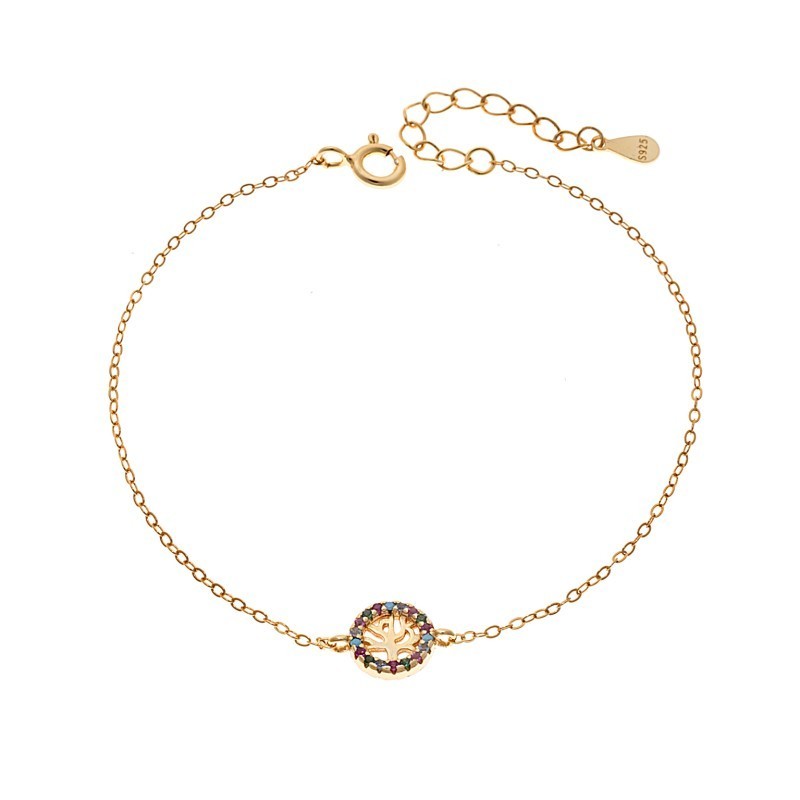 Βραχιόλι SENZA Δέντρο της Ζωής Gold Plated Ασήμι 925 Double Face Rainbow SSR4454GMU
