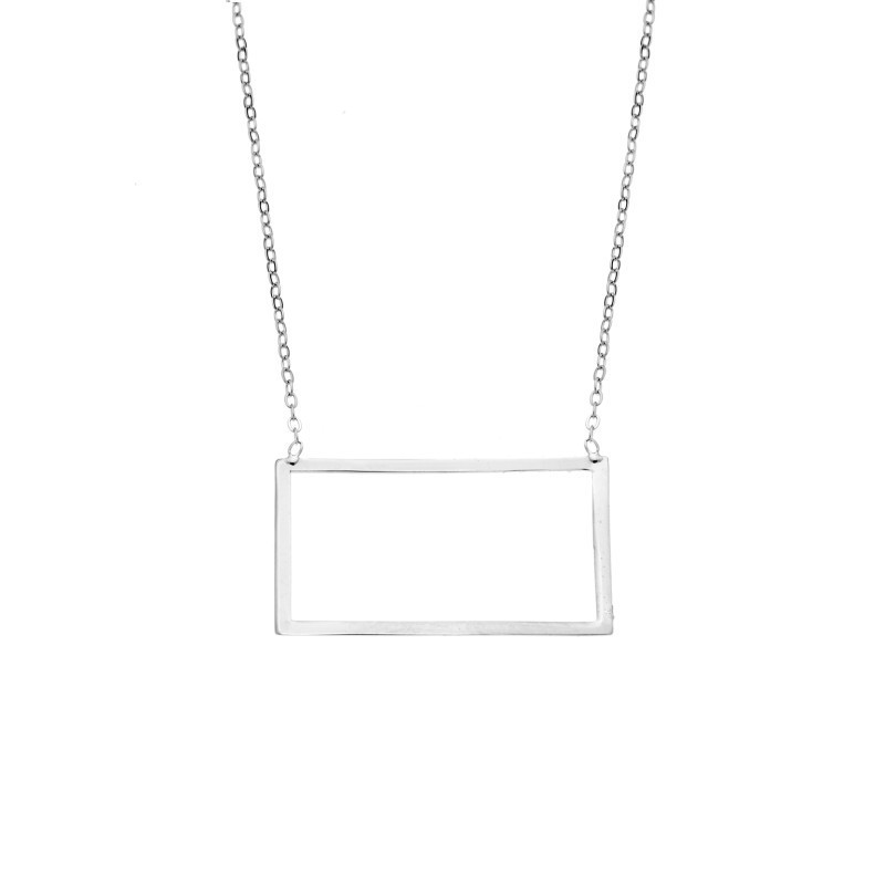 Κολιέ SENZA Rhodium Plated Ασήμι 925 Geometric Series Parallelogram SSR4381SR