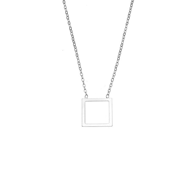 Κολιέ SENZA Rhodium Plated Ασήμι 925 Geometric Series Square SSR4382SR