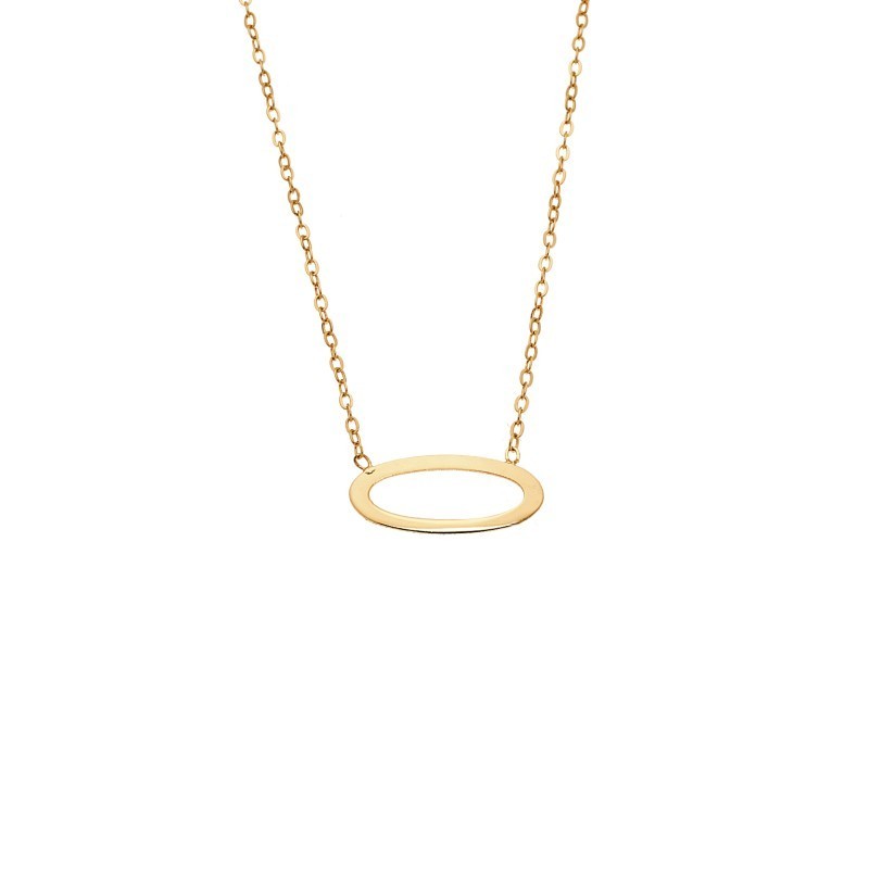 Κολιέ SENZA Επίχρυσο Ασήμι 925 Geometric Series Oval SSR4384GD