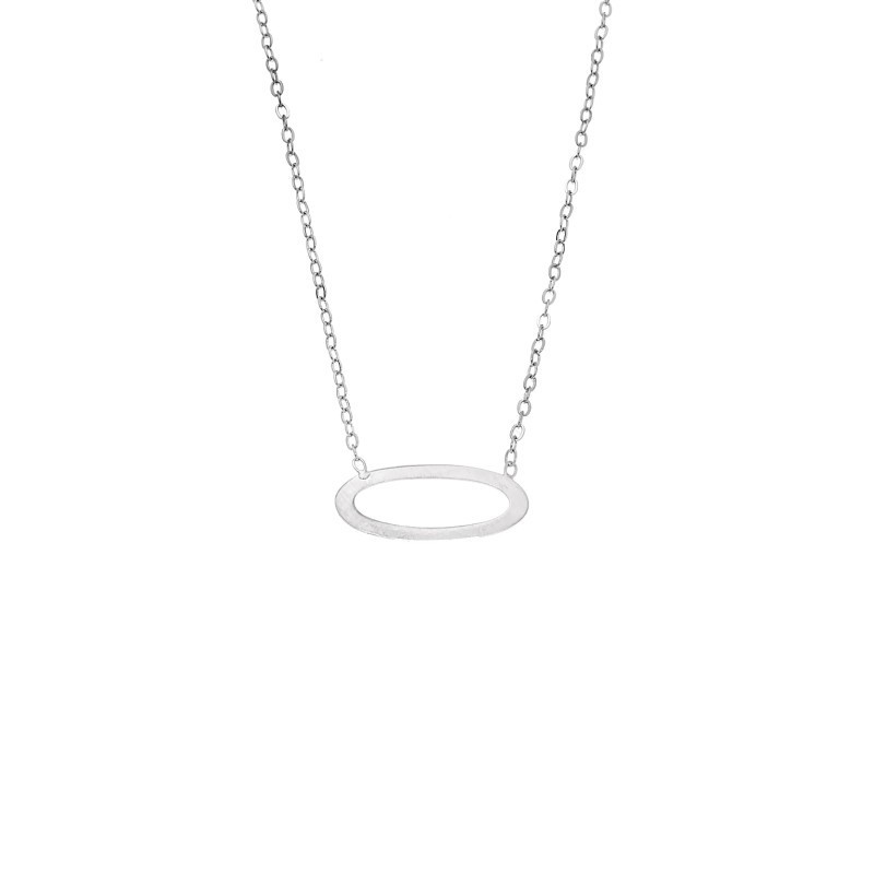 Κολιέ SENZA Rhodium Plated Ασήμι 925 Geometric Series Oval SSR4384SR