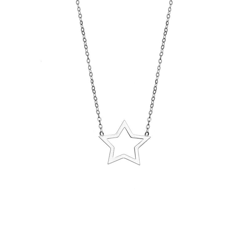 Κολιέ SENZA Rhodium Plated Ασήμι 925 Geometric Series Star SSR4385SR