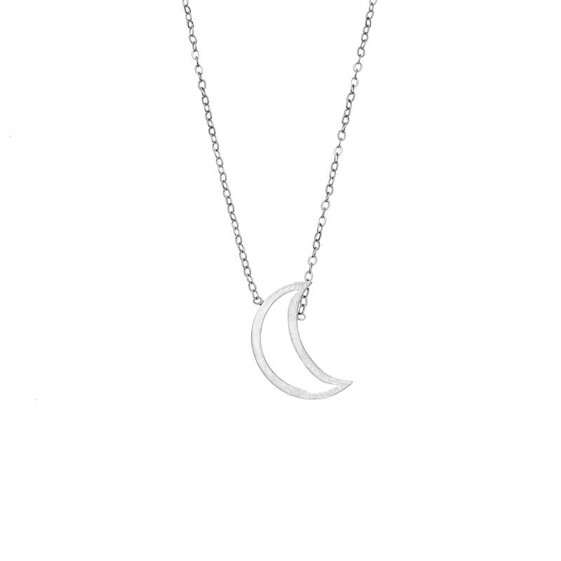 Κολιέ SENZA Rhodium Plated Ασήμι 925 Geometric Series Half Moon SSR4386SR