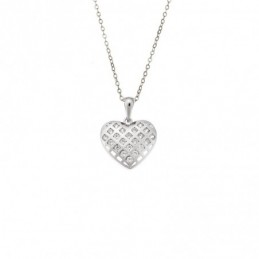 Κολιέ SENZA Rhodium Plated Ασήμι 925 Καρδιά με Ζιργκόν SSR4389SR