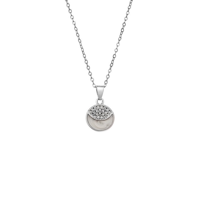 Κολιέ SENZA Rhodium Plated Ασήμι 925 Φίλντισι σε Κύκλο με Ζιργκόν SSR4403SR