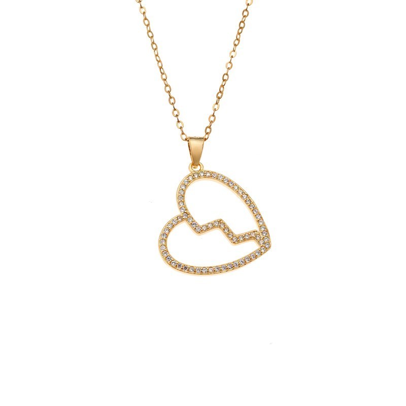 Κολιέ SENZA Gold Plated Ασήμι 925 Καρδιά με Ζιργκόν SSR4407GD