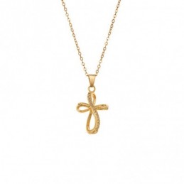 Κολιέ SENZA Gold Plated Ασήμι 925 Σταυρός με Ζιργκόν SSR4411GD