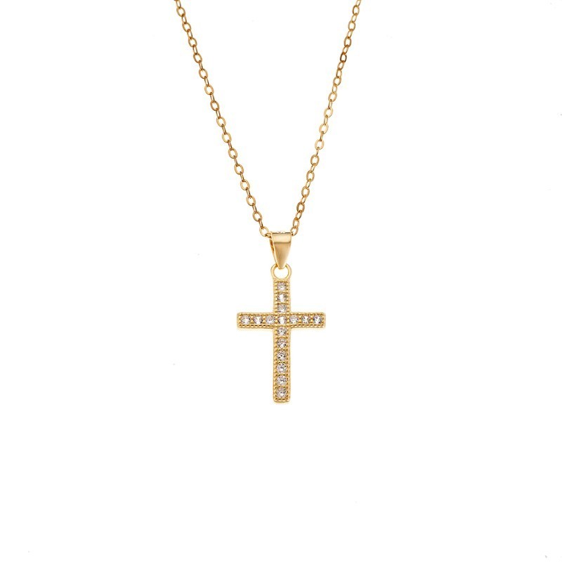 Κολιέ SENZA Gold Plated Ασήμι 925 Σταυρός με Ζιργκόν SSR4419GD