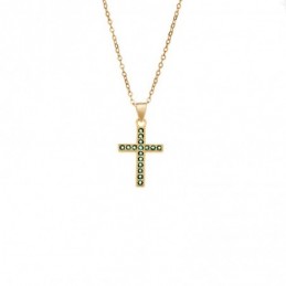 Κολιέ SENZA Gold Plated Ασήμι 925 Σταυρός με Ζιργκόν SSR4419GGN