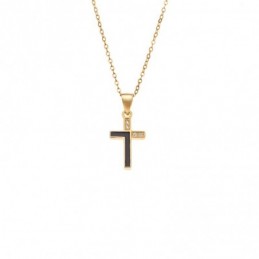 Κολιέ SENZA Gold Plated Ασήμι 925 Σταυρός με Ζιργκόν SSR4421GD