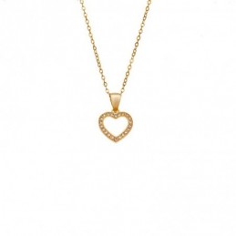 Κολιέ SENZA Gold Plated Ασήμι 925 Καρδιά με Ζιργκόν SSR4425GD