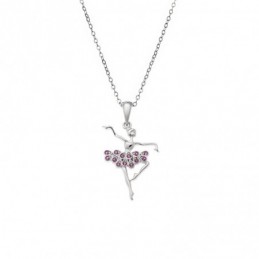 Κολιέ SENZA Rhodium Plated Ασήμι 925 Χορεύτρια με Ζιργκόν SSR4428SR