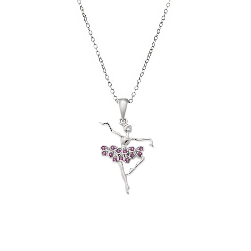 Κολιέ SENZA Rhodium Plated Ασήμι 925 Χορεύτρια με Ζιργκόν SSR4428SR