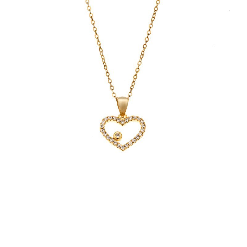 Κολιέ SENZA Gold Plated Ασήμι 925 Καρδιά με Ζιργκόν SSR4430GD