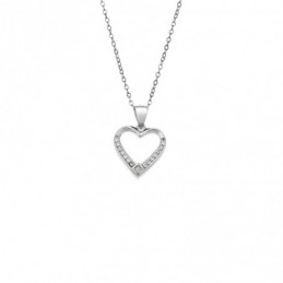 Κολιέ SENZA Rhodium Plated Ασήμι 925 Καρδιά με Ζιργκόν SSR4433SR