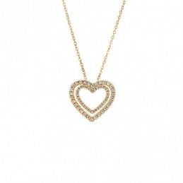 Κολιέ SENZA Gold Plated Ασήμι 925 Καρδιά με Ζιργκόν SSR4437GD