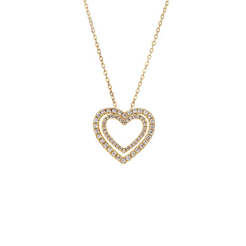 Κολιέ SENZA Gold Plated Ασήμι 925 Καρδιά με Ζιργκόν SSR4437GD