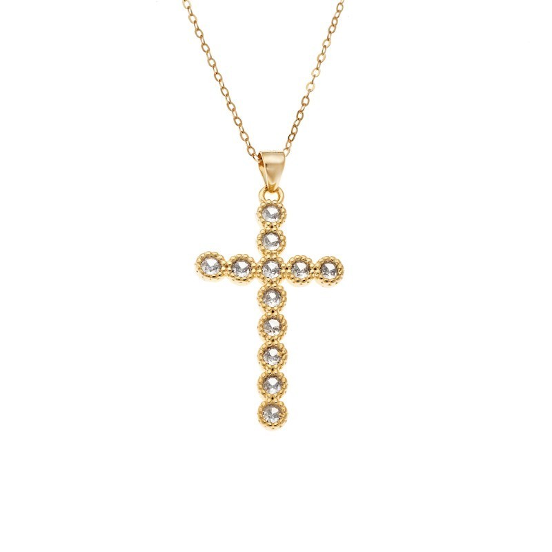 Κολιέ SENZA Gold Plated Ασήμι 925 Σταυρός με Ζιργκόν SSR4440GD