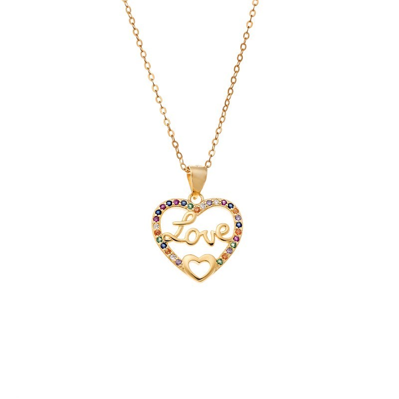 Κολιέ SENZA Gold Plated Ασήμι 925 Καρδιά Love Rainbow SSR4442GD