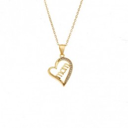 Κολιέ SENZA Gold Plated Ασήμι 925 Καρδιά Mom SSR4444GD