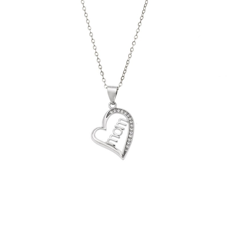 Κολιέ SENZA Rhodium Plated Ασήμι 925 Καρδιά Mom SSR4444SR