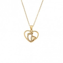 Κολιέ SENZA Gold Plated Ασήμι 925 Καρδιά Πατουσάκι SSR4446GD