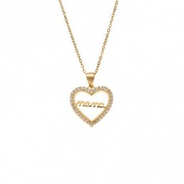 Κολιέ SENZA Gold Plated Ασήμι 925 Καρδιά Mama SSR4447GD