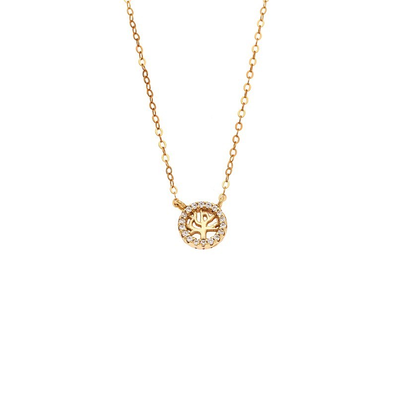 Κολιέ SENZA Δέντρο της Ζωής Gold Plated Ασήμι 925 Double Face Pink SSR4455GPK