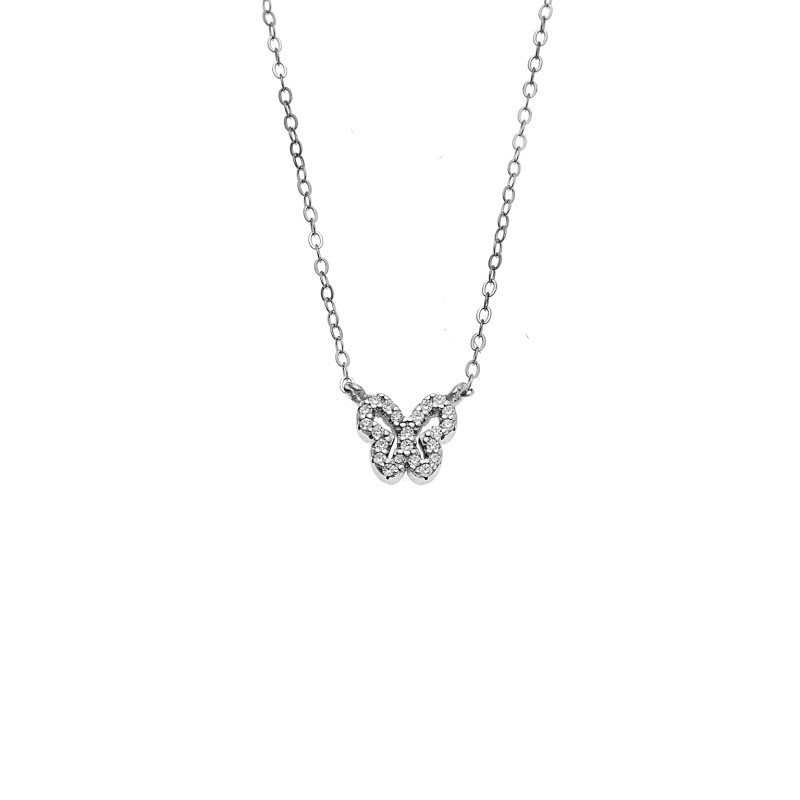 Κολιέ SENZA Πεταλούδα Rhodium Plated Ασήμι 925 Double Face Light Blue SSR4459SLB