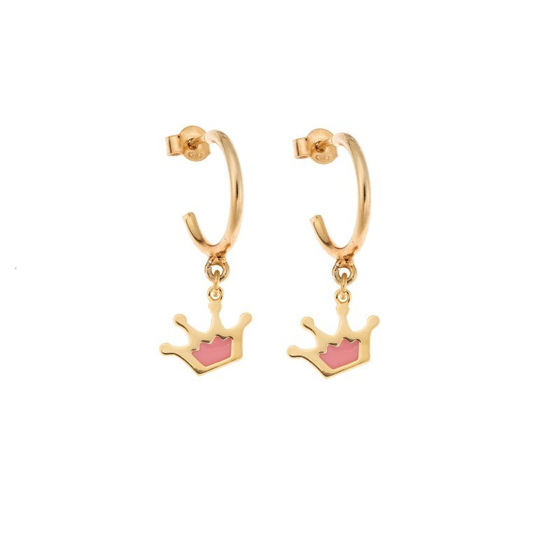 Σκουλαρίκια Senza Silver 925 Επιχρυσωμένα με Ροζ Κορώνα SSR2316GPKR