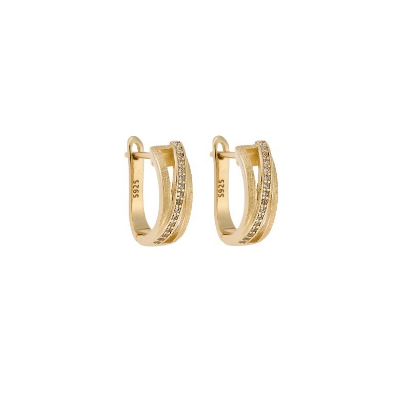 Σκουλαρίκια SENZA Κρίκοι Επίχρυσο Ασήμι 925 Με Ζιργκόν Πέτρες SSR4347