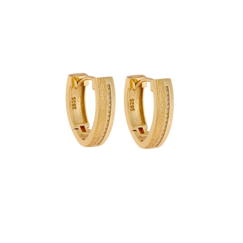 Σκουλαρίκια SENZA Κρίκοι Επίχρυσο Ασήμι 925 Με Ζιργκόν Πέτρες SSR4359