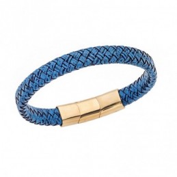 Βραχιόλι Senza Men`s Stainless Steel - Blue Leather Strap SSD3261-2GBL