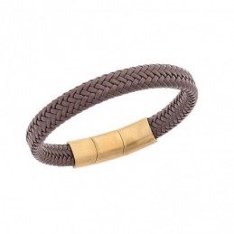 Βραχιόλι Senza Men`s Stainless Steel - Brown Leather Strap SSD3261GBN