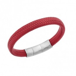 Βραχιόλι Senza Men`s Stainless Steel - Red Leather Strap SSD3261SRD