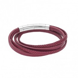 Βραχιόλι Senza Men`s Steel Red Leather Strap SSD3365RD
