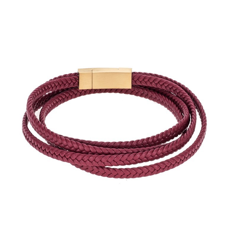 Βραχιόλι Senza Men`s Steel Red Leather Strap SSD3368GRD