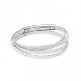 Βραχιόλι Senza Men`s Steel White Leather Strap SSD3368SWH