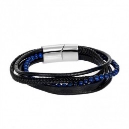 Βραχιόλι Senza Men`s Steel Leather Strap SSD4248