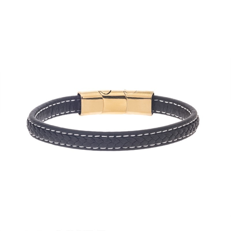 Βραχιόλι Senza Men`s Steel Leather Strap SSD4258GBK