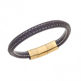 Βραχιόλι Senza Men`s Steel Brown Leather Strap SSD4258GBN