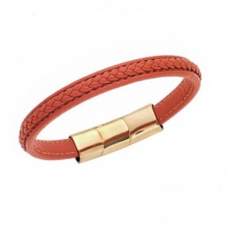 Βραχιόλι Senza Men`s Steel Orange Leather Strap SSD4258GOE