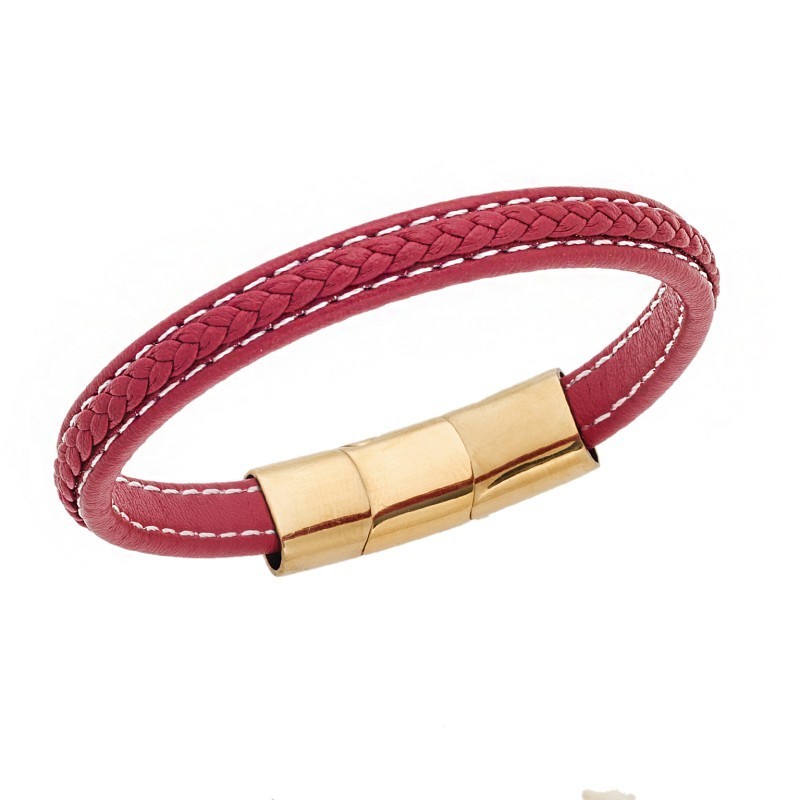 Βραχιόλι Senza Men`s Steel Red Leather Strap SSD4258GRD