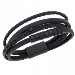 Βραχιόλι Senza Men`s Steel Leather Strap SSD4496BK