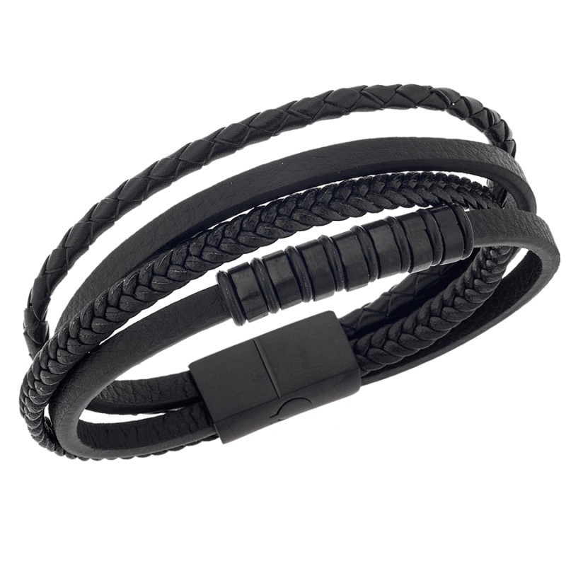 Βραχιόλι Senza Men`s Steel Leather Strap SSD4496BK