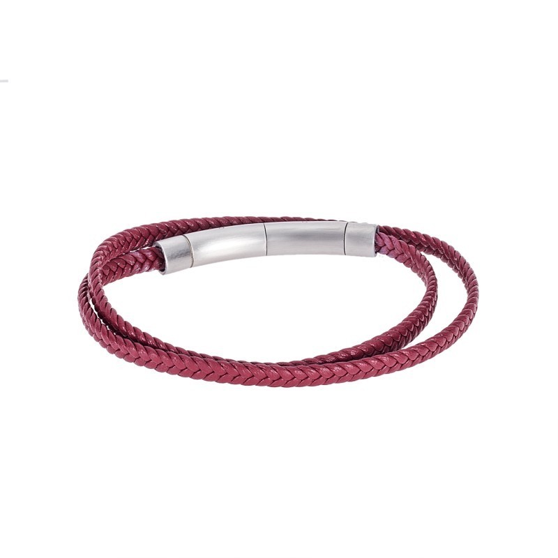 Βραχιόλι Senza Men`s Steel Red Leather Strap SSD4956SRD