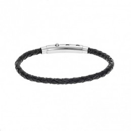 Βραχιόλι Senza Men`s Steel Black Leather Strap SSD4989BK