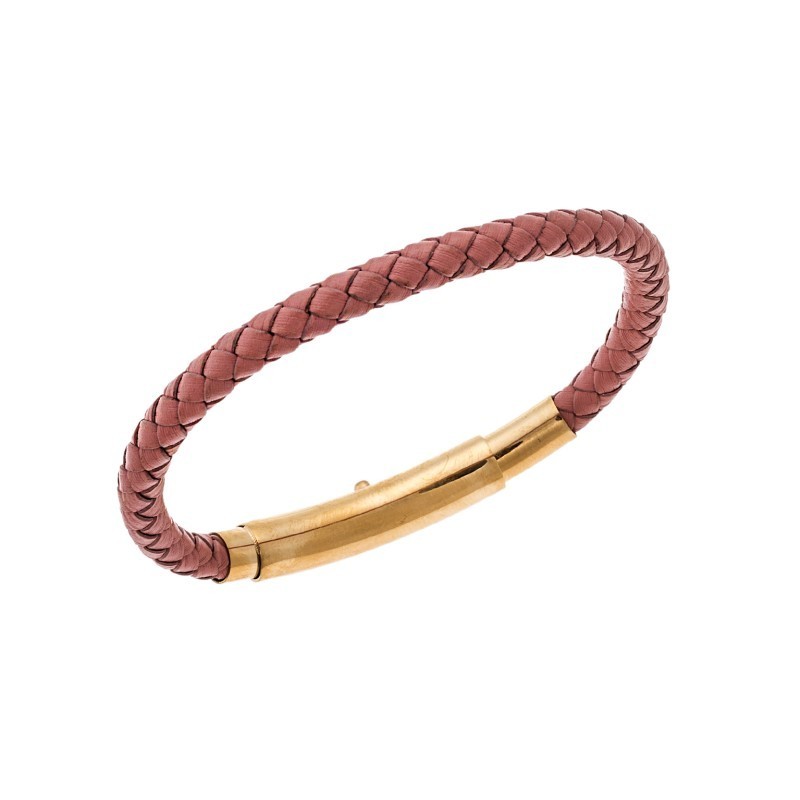 Βραχιόλι Senza Steel Pink Leather Strap SSD4990GPK